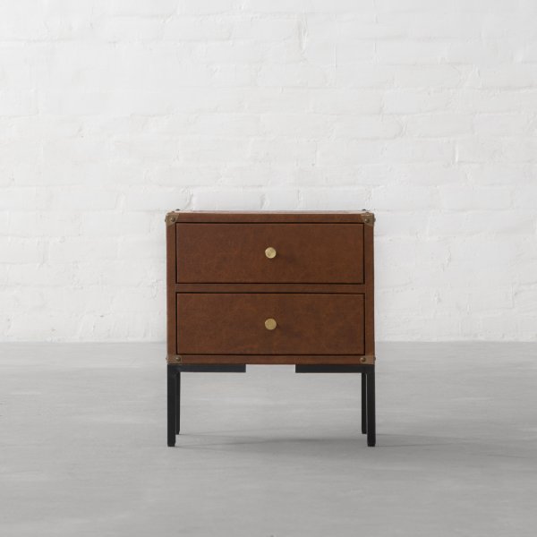 GEORGE LEATHER CLAD STORAGE SIDE TABLE 1